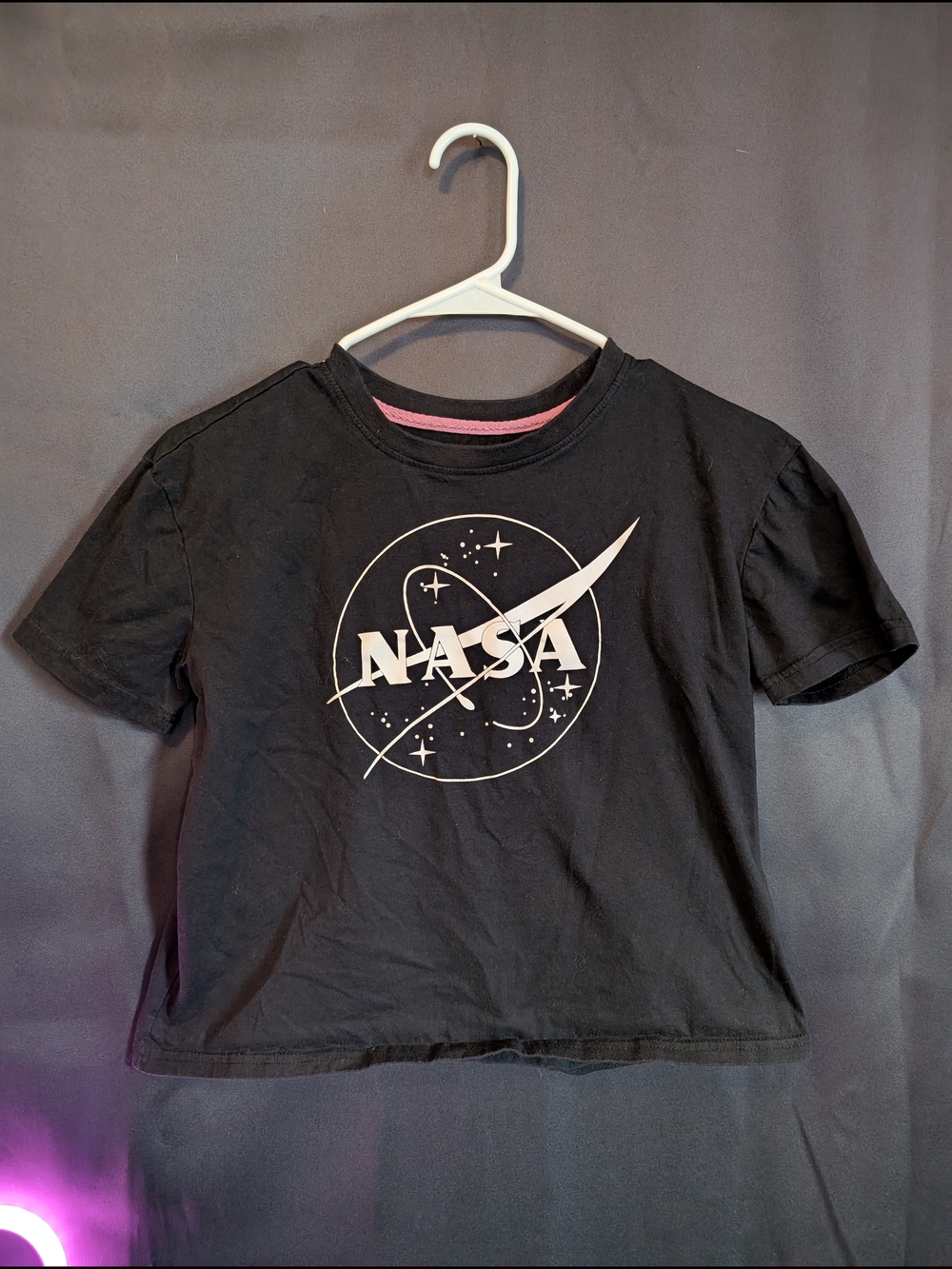 NASA Logo Black Pink Crop Tee - Women's Graphic Crop Top Oversized